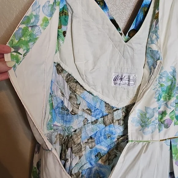 True Vintage Alix Of Miami 1950s Fit And Flare Floral Dress Blue, Green Cupcake - Picture 13 of 17